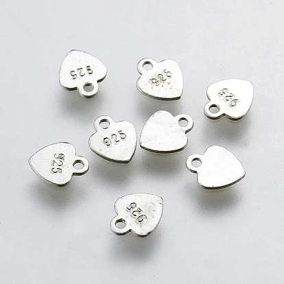 925 Sterling Silber Charme, Herz mit 925-Stempel