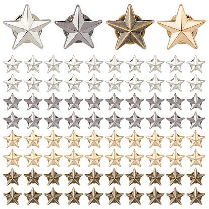 100Pcs 4 Colors Alloy Star Lapel Pin Back Brooch, Badge for Backpack Clothes