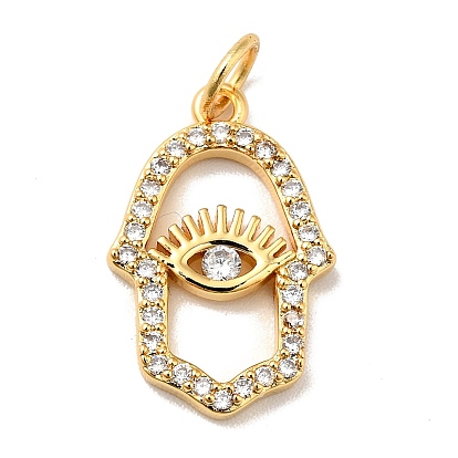 Покрытие стойки латунь микропаве прозрачные подвески из кубического циркония, без кадмия, без никеля и без свинца, Хамса рука с глазом