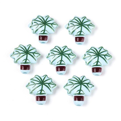 Печатные непрозрачные акриловые бусины, кокосовая пальма