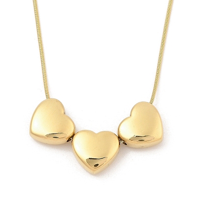 304 ожерелья из нержавеющей стали с тройным сердечком и круглой цепочкой-змейкой