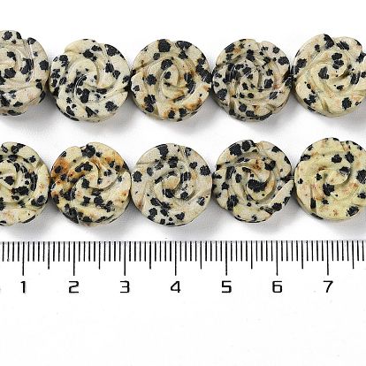 Natural Dalmatian Jasper Beads Strands, Carved Rose