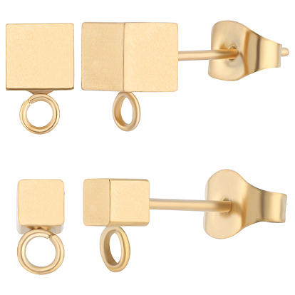 20 piezas 2 tamaño 304 fornituras de aretes de acero inoxidable, con tuercas y bucles horizontales, cubo