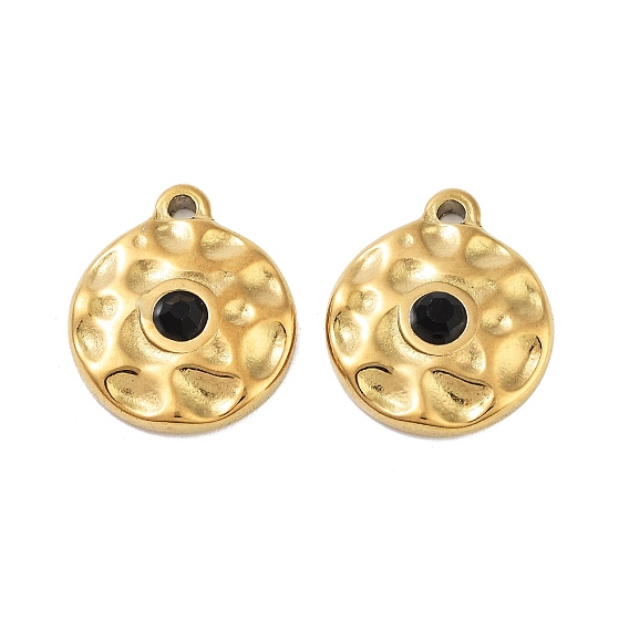 Ионное покрытие (ip) 304 кулон из нержавеющей стали, со стразами, плоско-круглые