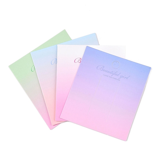 Градиентный цвет прямоугольник бумажный зажим для волос демонстрационные карточки с отверстием для подвешивания