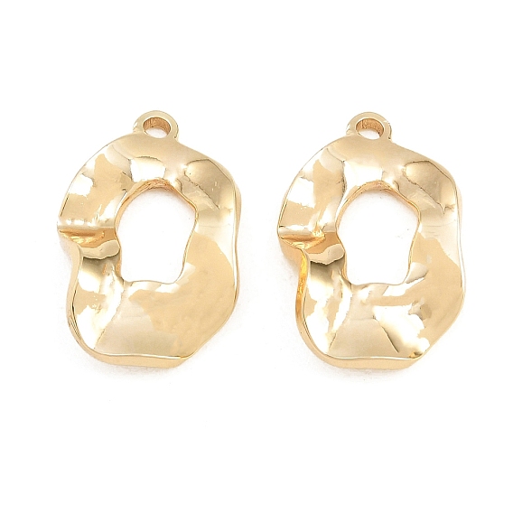 304 Stainless Steel Pendants, Irregular Oval Charms, Rack Plating, Long-Lasting Plated