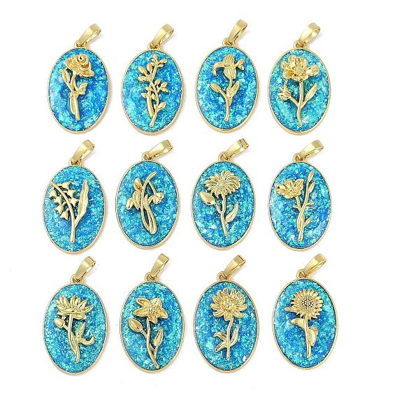 Стойки обшивки латунные подвески, с синтетическим опалом, долговечный, без свинца и без кадмия, реальный 18 k позолоченный, овальные