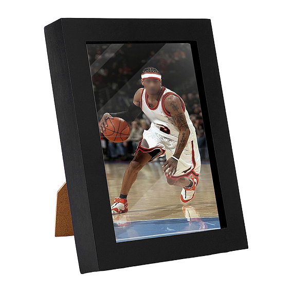 Wooden Card Storage Display Stand, with Plastic Hook, Rectangle
