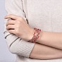 Five Loops Fashion Wrap Bracelets, with Rondelle Glass Beads, Iron Spacer Beads, Brass Tube Beads and Steel Memory Wire