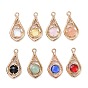 Faceted Glass Pendants, with Eco-Friendly Alloy Open Back Settings, Nickel Free, Teardrop