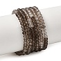 Gradient Natural Smoky Quartz Beads Strands, Faceted, Rondelle