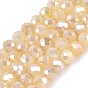 Electroplate Crackle Imitation Jade Glass Beads Strands, Rondelle, AB Color Plated, Faceted