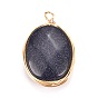Gemstone Pendants, Wire Wrapped Pendants, with Light Gold Plated Eco-Friendly Copper Wire, Faceted, Oval