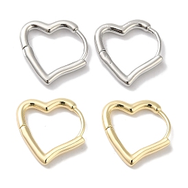 Brass Earring for Women, Heart, Huggie Hoop Earrings