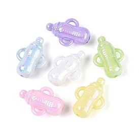 Непрозрачные акриловые бусины с УФ-покрытием, радужный, рожок