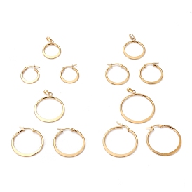 304 Stainless Steel Jewelry Sets, Hoop Earrings and Pendants, Flat Ring