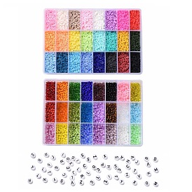 DIY Beads Jewelry Kits, Including Disc/Flat Round Handmade Polymer Clay Beads, Heishi Beads, Mixed Styles Glass Round Seed Beads, Acrylic Beads