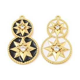 Rack Plating Brass Micro Pave Cubic Zirconia Pendants, with Enamel, Cadmium Free & Lead Free, Long-Lasting Plated, Gourd
 with Star Charms