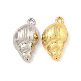 Rack Plating Brass Pendants, Long-Lasting Plated, Cadmium Free & Lead Free, Shell Shape