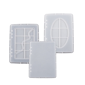 DIY Silicone A5 6 Ring Binder Notebook Cover Molds, Resin Casting Molds, Rectangle/Oval