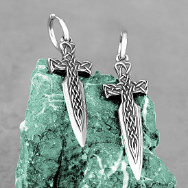 304 Ohrhänger mit Schwertkreuz-Motiv aus Edelstahl