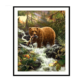 Набор для алмазной живописи медведя своими руками, включая сумку со стразами из смолы, алмазная липкая ручка, поднос тарелка и клей глина