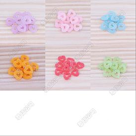 Resin Imitation Candy Pendants, Heart Charms, with Platinum Tone Iron Loop