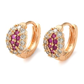 Brass Hoop Earrings with Purple Glass, Oval