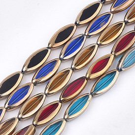 Electroplate Glass Beads Strands, Edge Plated, Horse Eye