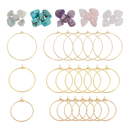 DIY Earrings Making Kits, Including 316 Surgical Stainless Steel Wine Glass Charms Rings, Natural & Synthetic Mixed Gemstone Chip Beads