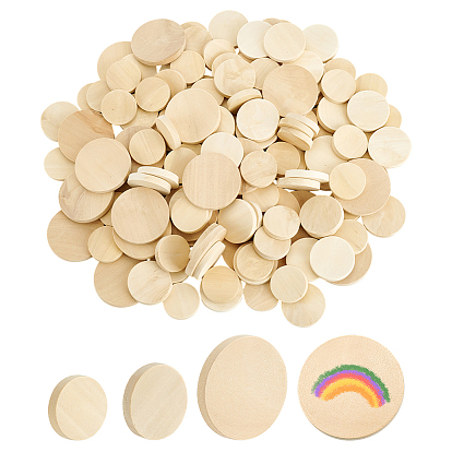 150 шт. 3 стили необработанные деревянные плоские круглые вырезы, товары для рукоделия из дерева