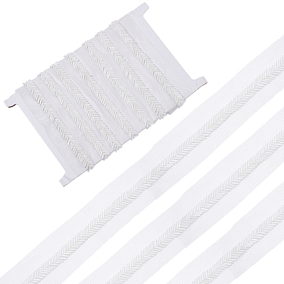 Mesh Fabric with Plastic Wheat Beads Ribbon