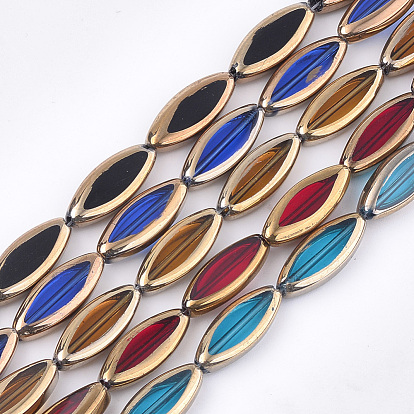 Electroplate Glass Beads Strands, Edge Plated, Horse Eye