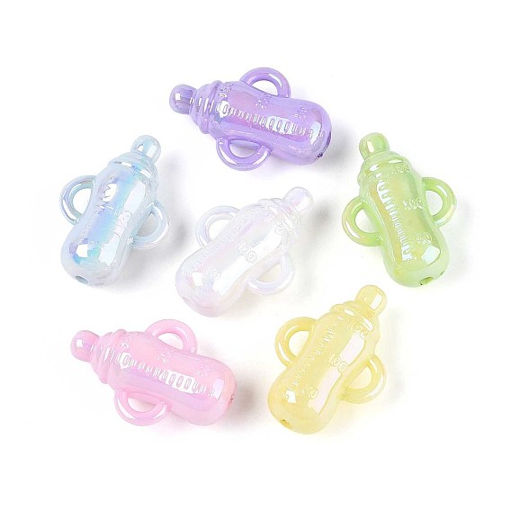 Непрозрачные акриловые бусины с УФ-покрытием, радужный, рожок