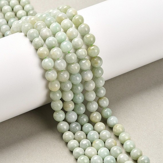 Круглый натуральный майяр нефрит / бурманский нефрит бисерные пряди