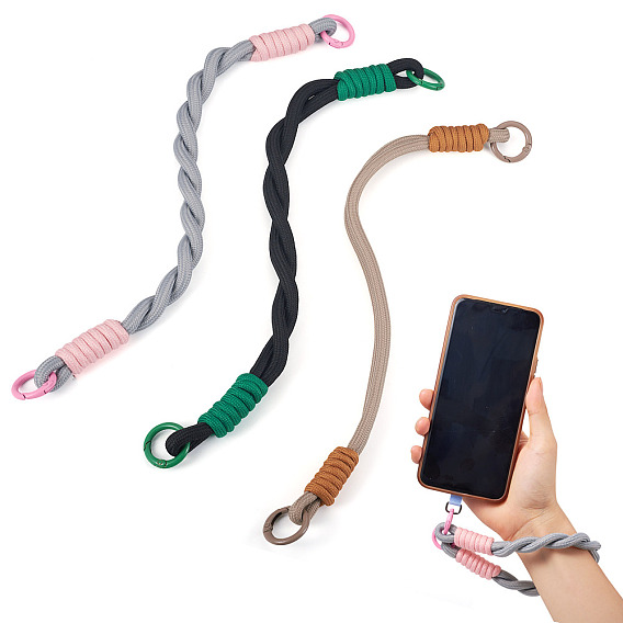 3 шт. 3 стили полиэстеровый шнур телефон ремешок на руку цепи, с застежкой