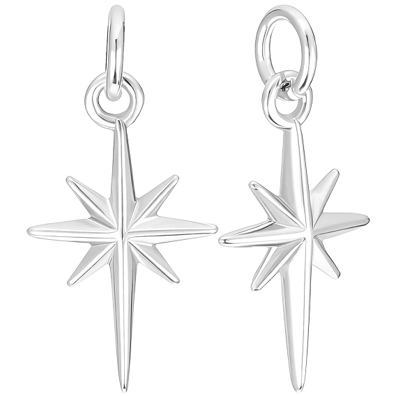 12 piezas colgantes de latón, con anillos de salto, larga duración plateado, encantos estrella