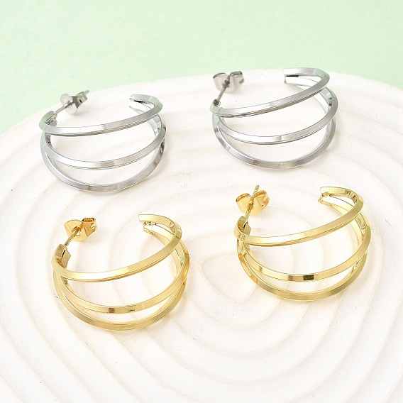 Серьги-гвоздики из нержавеющей стали в форме тройной буквы С, с 201 штифтов из нержавеющей стали, вакуумное покрытие pvd