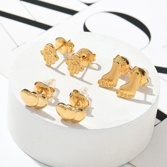 304 серьги-гвоздики из нержавеющей стали для женщин, золотые