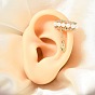 Brass Micro Pave Cubic Zirconia Cuff Earrings, Heart, with ABS Plastic Pearl for Women, Rack Plating, Long-Lasting Plated, Cadmium Free & Lead Free, Real 18K Gold Plated