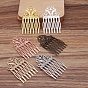 Iron Hair Combs Findings, with Brass Flower