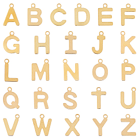 104шт 26 стили 201 подвески из нержавеющей стали, алфавит, реальный 18 k позолоченный