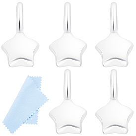 8 Stück 925 Sterling Silber Charms, mit 925 Stempel, silberfarben plattiert und 1pc Poliertuch