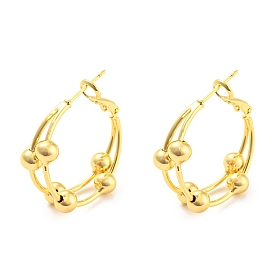 Rack Plating Brass Round Stud Earrings, Long-Lasting Plated, Lead Free & Cadmium Free