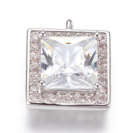 Латунные микро проложить кубического циркония прелести, квадратный