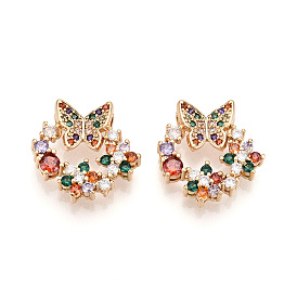 Латунные микро проложить кубического циркония подвески, подвески-бабочки и петли, долговечный, без никеля 