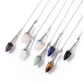 Драгоценные камни маятниковые подвески большие подвески, латунная фурнитура с платиновым покрытием, конус очарование