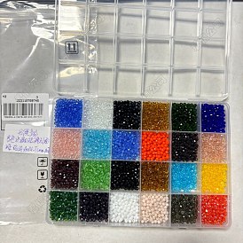 48 brins 24 couleurs brins de perles de verre, Lustre opaque et perlé plaqué et galvanoplastie, facette, rondelle