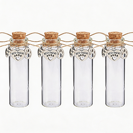 4 Stück Glas-Korken-Wunschflaschen, mit Alu-Anhänger, Kolumne