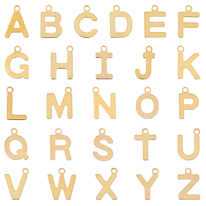 104шт 26 стили 201 подвески из нержавеющей стали, алфавит, реальный 18 k позолоченный